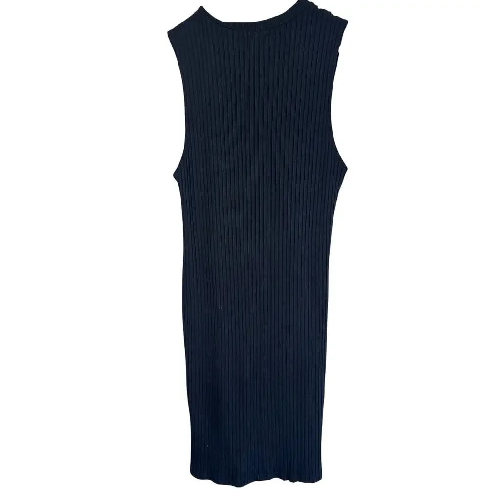 LNA Sleeveless Ribbed Bodycon Dress with Cut Out Detail Large